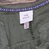 Knox Rose Womens Crochet Trim Pullover Shirt Blouse Top Green XL