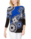 JM Collection Women's Tie Dye Metallic Accents Boat Neck Knit Top