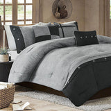 Madison Park Boone Microsuede 7- Piece King Comforter Set Gray / Black