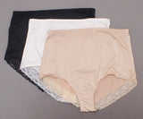 Rhonda Shear Plus Size 3 Pack Smooth Pinup Brief With Lace Trim