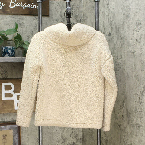 A New Day Women's Sherpa Pullover Cowl Neck Sweater Cream XS