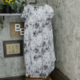 H by Halston Plus Size Rose Print Cap Sleeve Sleeve Hi-Low Dress