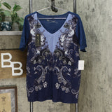 NWT DG2 By Diane Gilman Womens Mesh-Front Layered Tee. 704876 X-Large