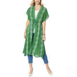Curations Women's Embroidered Gauze Kaftan Green Petite Large