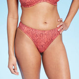 Shade & Shore Women's Snake Print High Leg Extra Cheeky Bikini Bottom