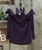 INC International Concepts Women's Ruffle Detail Cold Shoulder Top