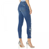 G by Giuliana Women's Downtown Denim Notched Hem Printed Skinny Jeans