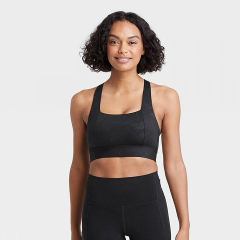 All in Motion Women's Medium Support Square Neck Crossback Sports Bra