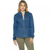Denim & Co. Women's Plus Size Stretch Denim Zip Front Jean Jacket