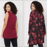 Susan Graver Petite Printed Novelty Knit Duster Cardigan & Tank Top