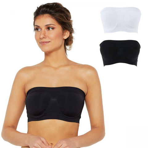 Rhonda Shear 2 Pack Underwire Bandeau Bra with Removable Pads Black/ W –  Biggybargains