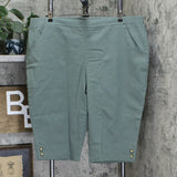 Denim & Co. Plus Size Pull-on Flat Front Pedal Pusher Pants With Horn Buttons