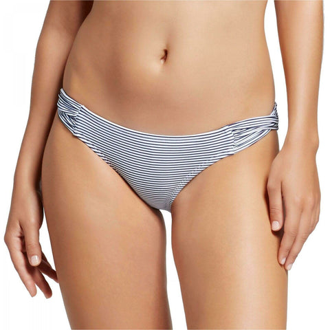 Xhilaration Women's Hipster Striped Bikini Swim Bottom Blue / White XS