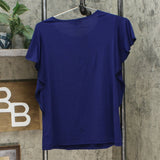 Slinky Brand Women's 2 Pack Cascade Ruffle Tunic Shirt Top Sand / Navy Small