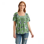 Lucky Brand Women's Square Neck Floral Knit Top