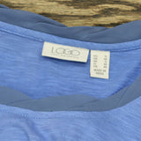 LOGO by Lori Goldstein Embellished Knit Tank Top with Chiffon Hem Blue Small