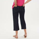 Susan Graver Jeans Women's High Stretch Denim Zip-Front Crop Jeans