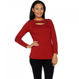 Belle by Kim Gravel Women's TripleLuxe Knit Top With Cut Out Detail