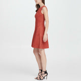 DKNY Women's Faux Suede Seamed Fit Flare Dress