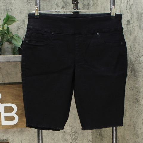 DG2 by Diane Gilman Classic Stretch Pull On Bermuda Shorts Black Petite Large