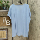 DG2 by Diane Gilman Women's Plus Hi-Low Floral Burnout Tee Blue 3X