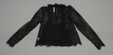 Xhilaration Women's Long Sleeve Lace Lined Mockneck Blouse Top