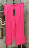 DG2 by Diane Gilman Women's Plus Size Stretch Linen Blend Crop Pants