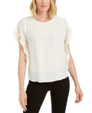 JM Collection Plus Size Lace Trim Ruffle Blouse