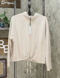 Prologue Women's High Neck Cinched Bottom Cozy Knit Sweatshirt