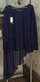 DG2 by Diane Gilman Women's Plus Size Dramatic Mixed Media Asymmetric Top