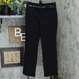 Charter Club Women's Belted Tummy Control Trousers Deep Black 8