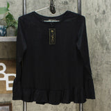 DG2 by Diane Gilman Women's Ruffle Hem Knit Shirt