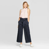 A New Day Women's High Rise Regular Fit Wide Leg Paperbag Cropped Pants