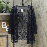 Nina Leonard Women's 3/4-Sleeve Embroidered Mesh Topper Jacket