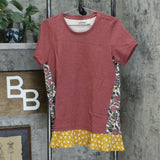 LOGO by Lori Goldstein French Terry Top with Woven Panels Redwood Small