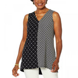 Nina Leonard Women's Jersey Knit Twin Print Sleeveless Tunic Top. 652772