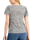 Style & Co. Petite Angelina Striped Flutter Sleeve Knit Top