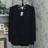 Isaac Mizrahi Live! Women's Embellished V-Neck Button Front Cardigan