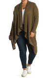 Bobeau Women's Plus Size Brushed Waffle Flyaway Cardigan