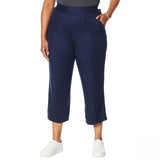DG2 by Diane Gilman Women's Plus Size Stretch Linen Blend Crop Pants