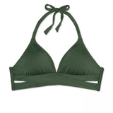 Kona Sol Women's Faux Wrap Halter Bikini Top with Cut Outs