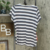 DG2 by Diane Gilman Burnout Printed And Embellished Top Navy Stripe Small