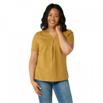Denim & Co. Women's Essentials Perfect Jersey Pleated V-Neck Top