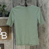 Isaac Mizrahi Live! Women's Essentials Pima Cotton Elbow Sleeve Top Green XS
