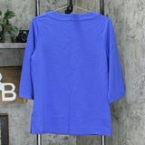 Denim & Co. Women's Essentials 3/4 Sleeve Split V-Neck Top