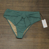 Shade & Shore Crepe Tie-Front High Waist High Leg Extra Cheeky Bikini Bottom