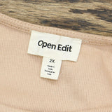 NWT Open Edit Women's Plus Size Crewneck Rib Thong Bodysuit. ED452985WN Plus 2X
