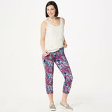 Women with Control Women's Pull-On Printed Crop Pants Leaf Small