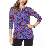 IMAN Women's Global Chic Luxury Resort 3/4-Sleeve Keyhole Tunic Top