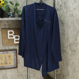 DG2 by Diane Gilman Women's Knit Drape Front Easy Jacket Navy Plus 3X